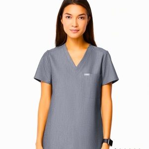 Figs Catarina One Pocket Scrub Top, Gray, M
